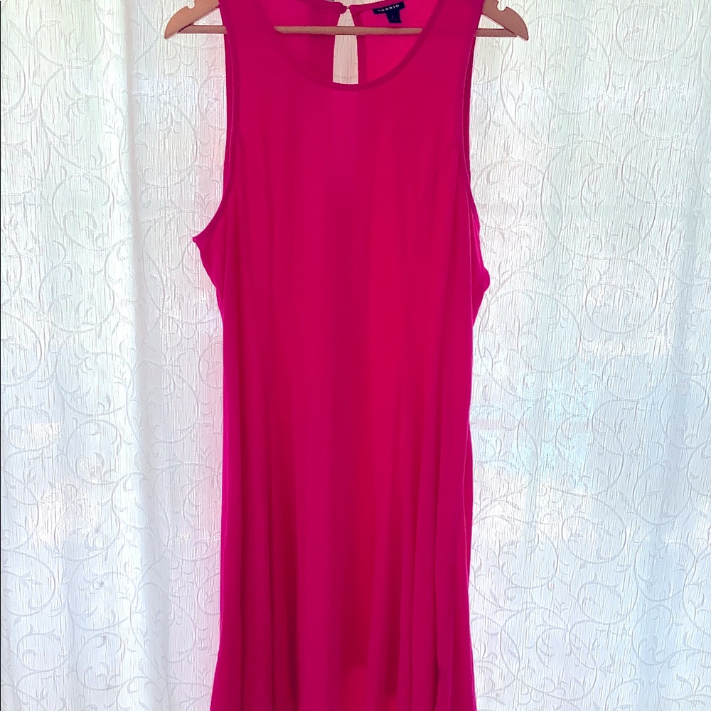 Torrid hot neon pink handkerchief hem keyhole back tank dress size 2